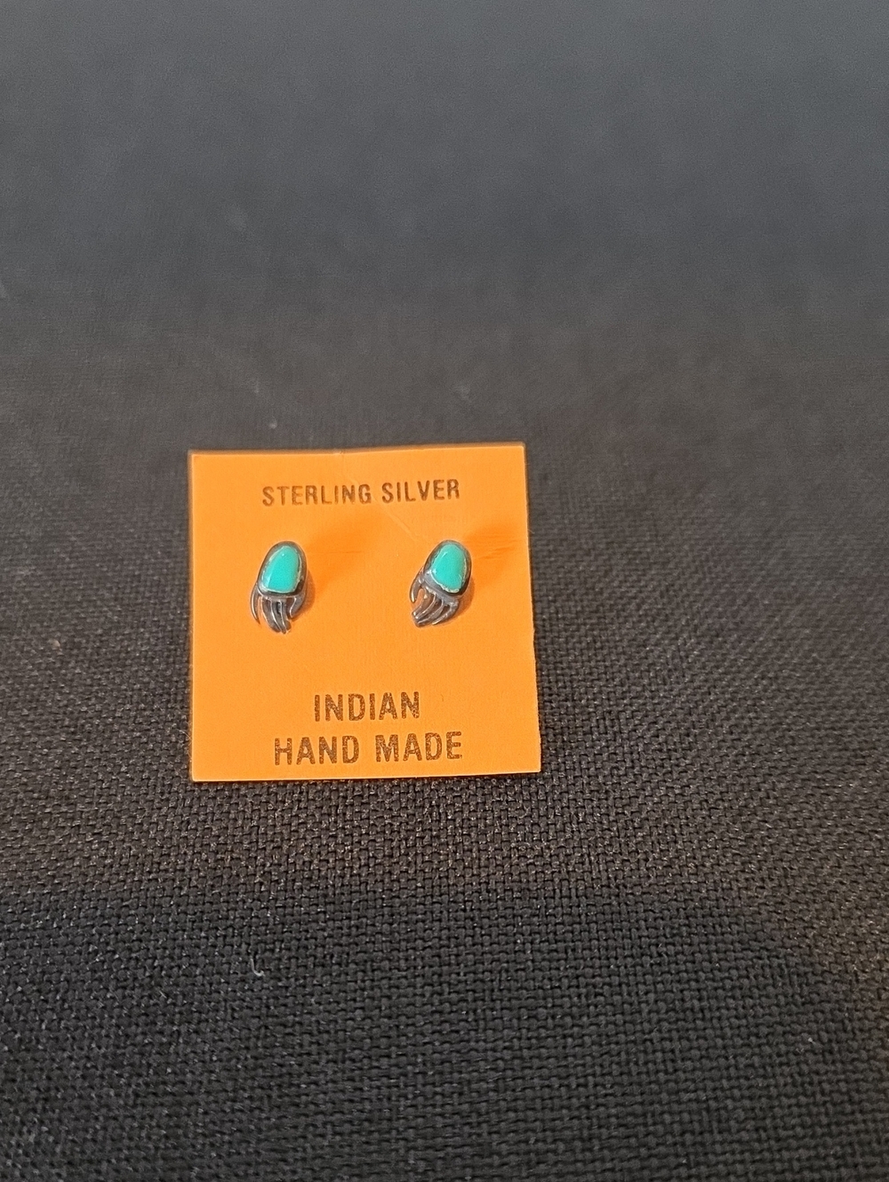 Sterling Silver Turquoise Hand-Shaped Stud Earrings - Indian Handmade